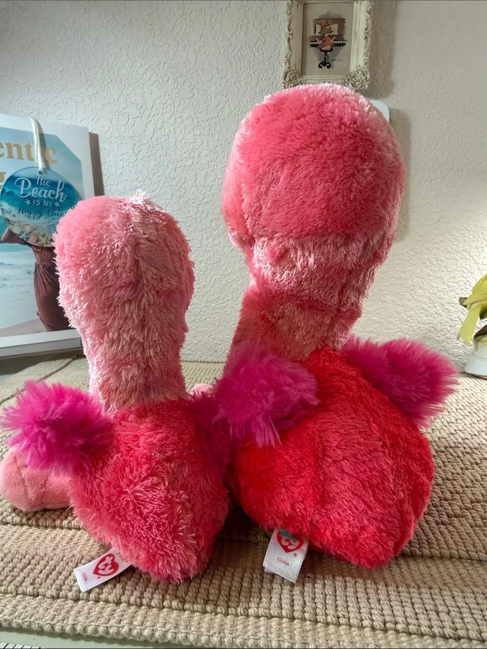 Ty Beanie Boos Gilda Pink Flamingo Plush Set of 2 Large & Small